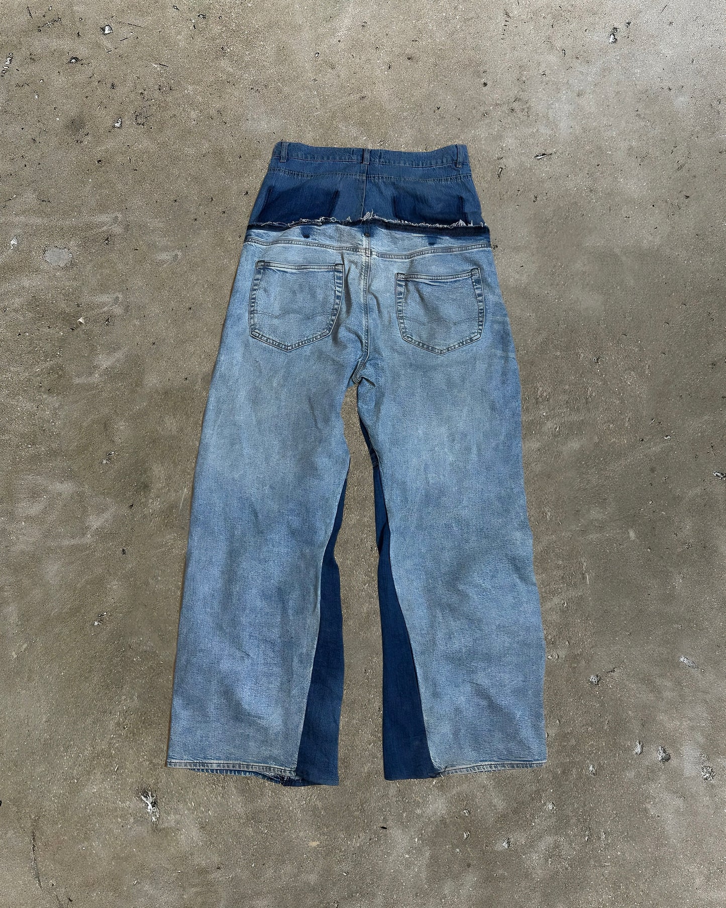 Vintage Reworked Double Waistband Jeans – Two-Tone Upcycled Denim (1-of-1)