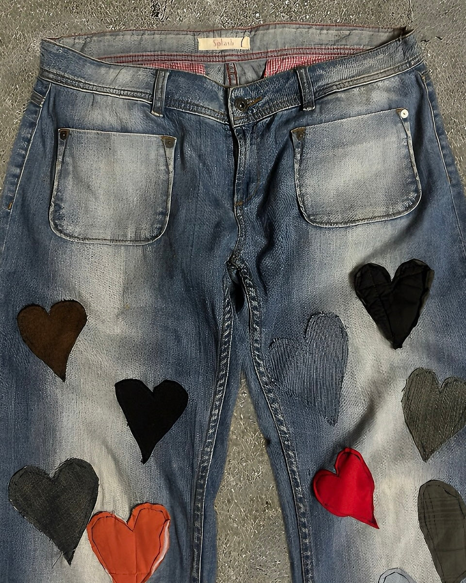 Multi-Heart Patchwork Jeans