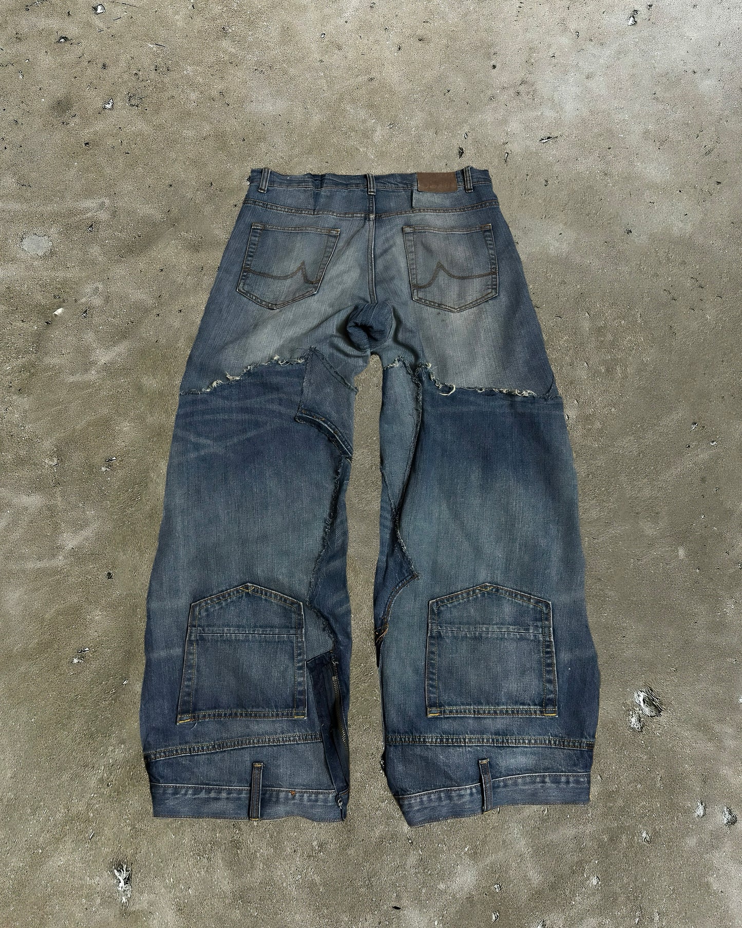 Double-Cut Patchwork Reworked Denim Jeans
