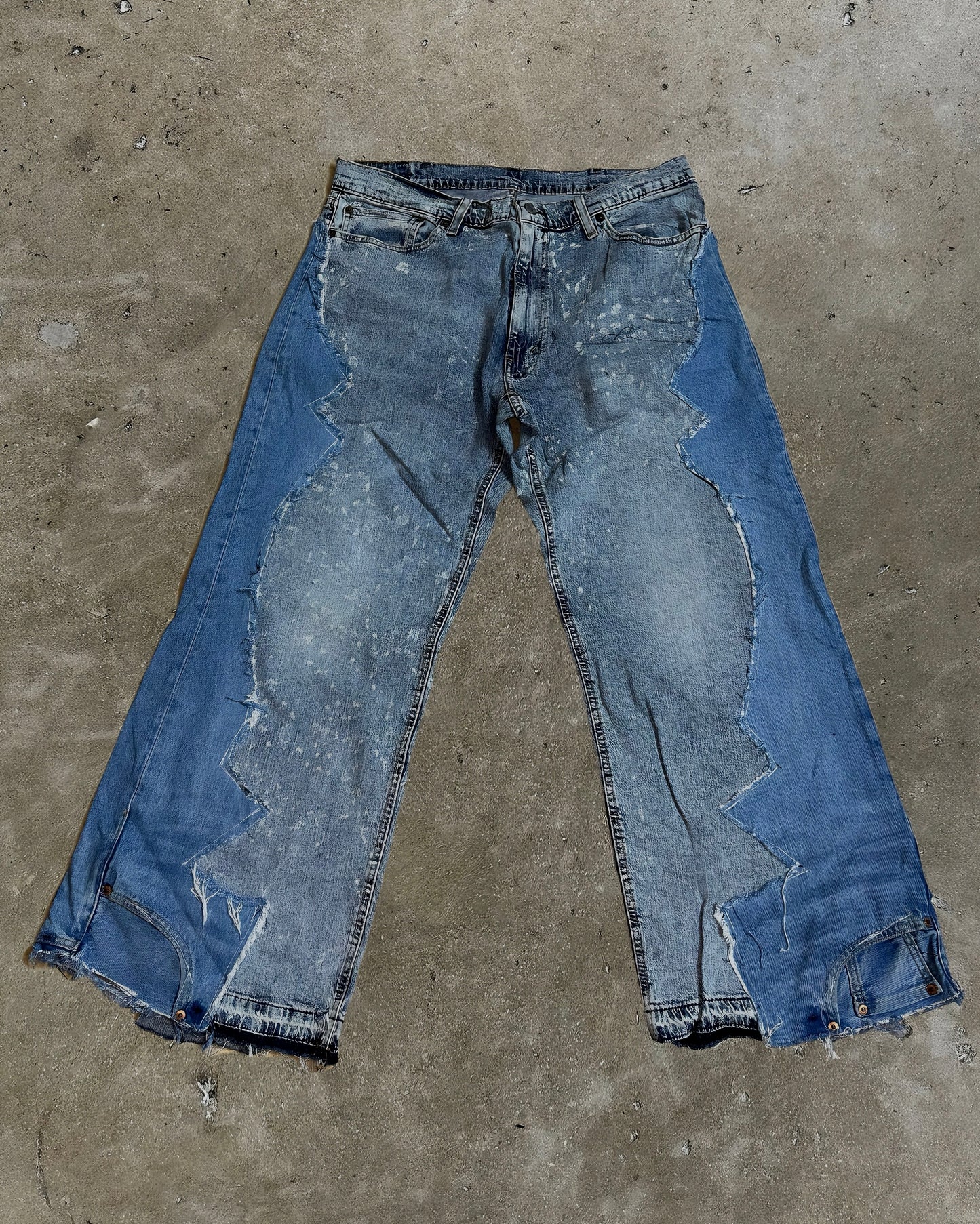 Zigzag Panel Reworked Denim Jeans #5