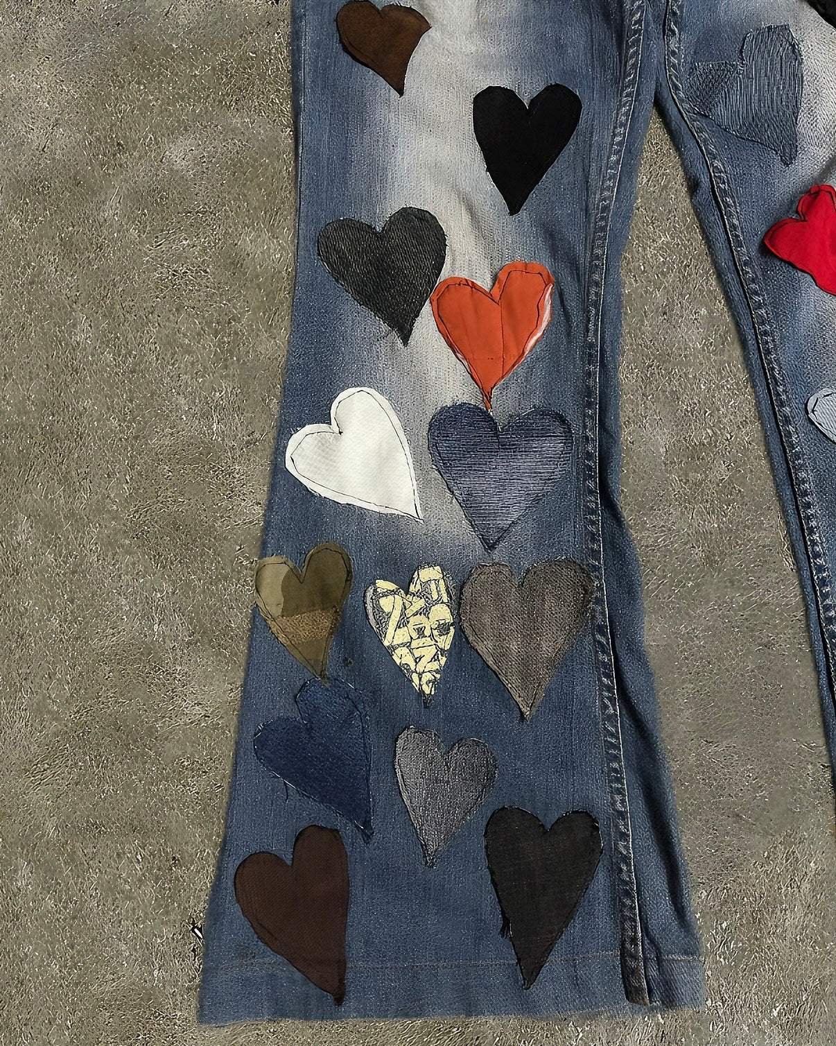 Multi-Heart Patchwork Jeans