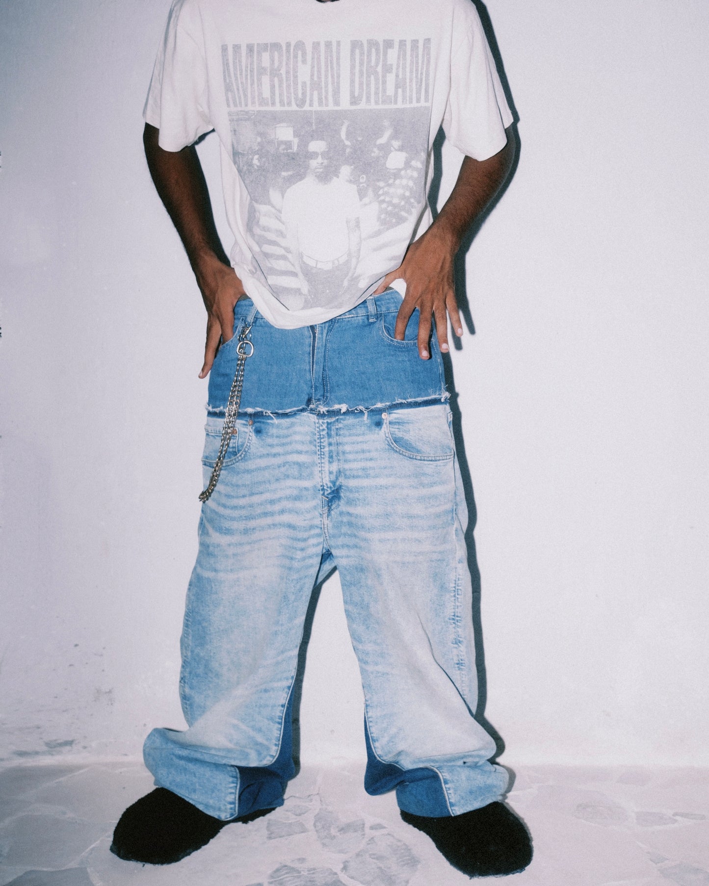 Vintage Reworked Double Waistband Jeans – Two-Tone Upcycled Denim (1-of-1)