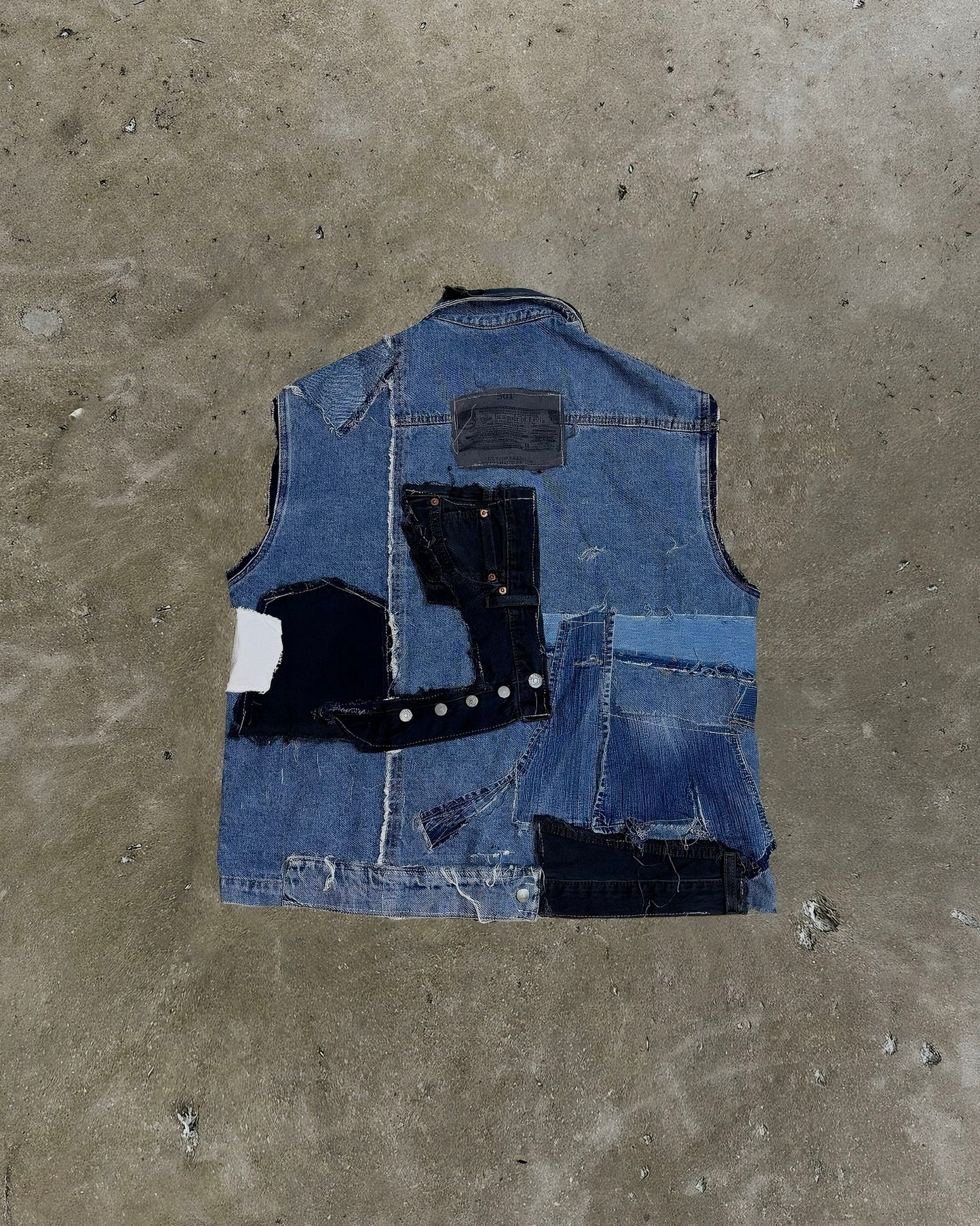Patchwork Denim Vest