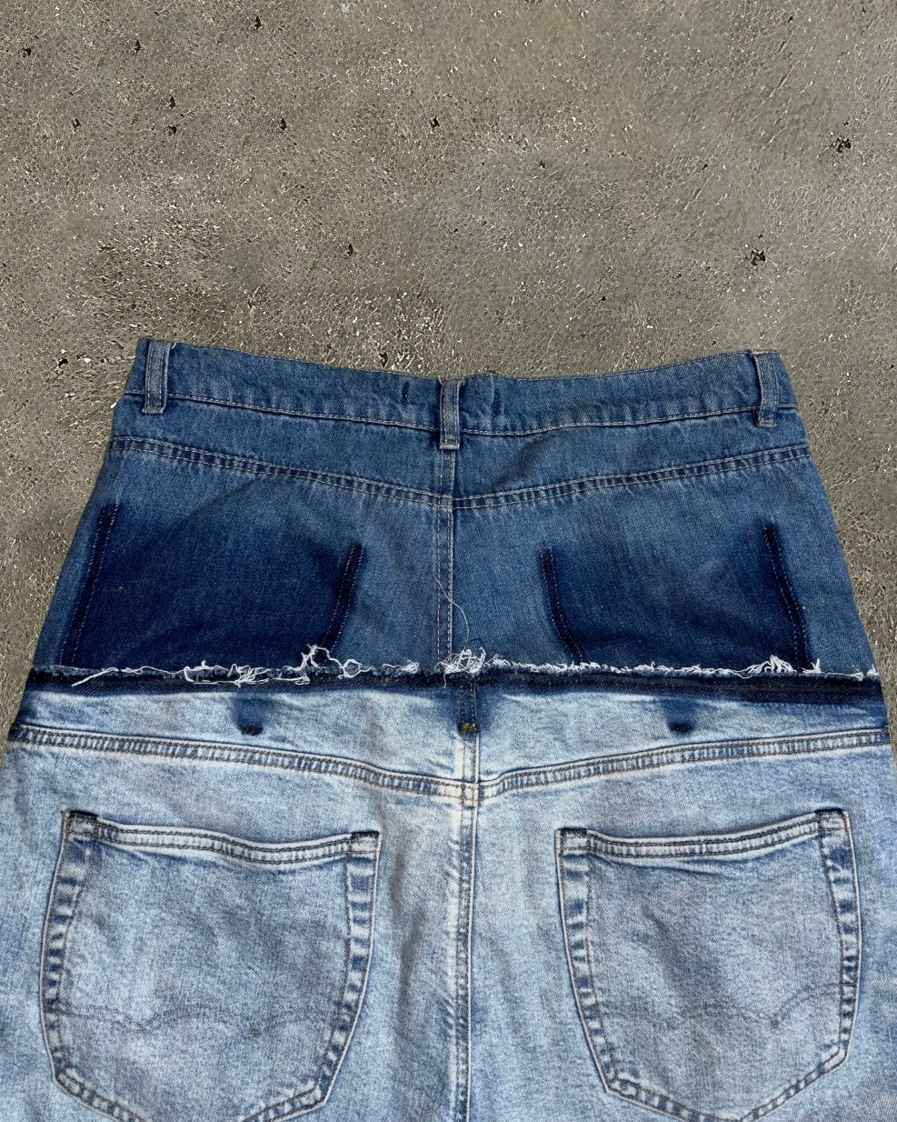 Vintage Reworked Double Waistband Jeans – Two-Tone Upcycled Denim (1-of-1)