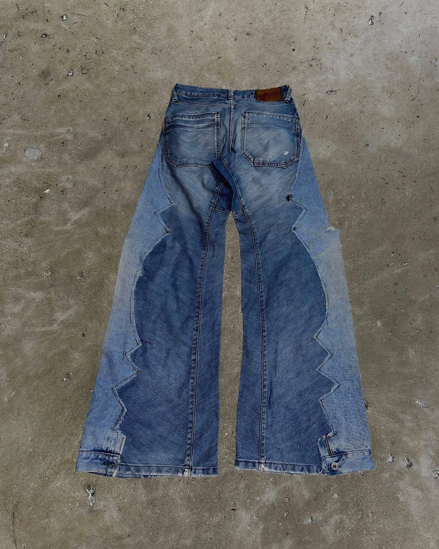 Zigzag Panel Reworked Denim Jeans #4