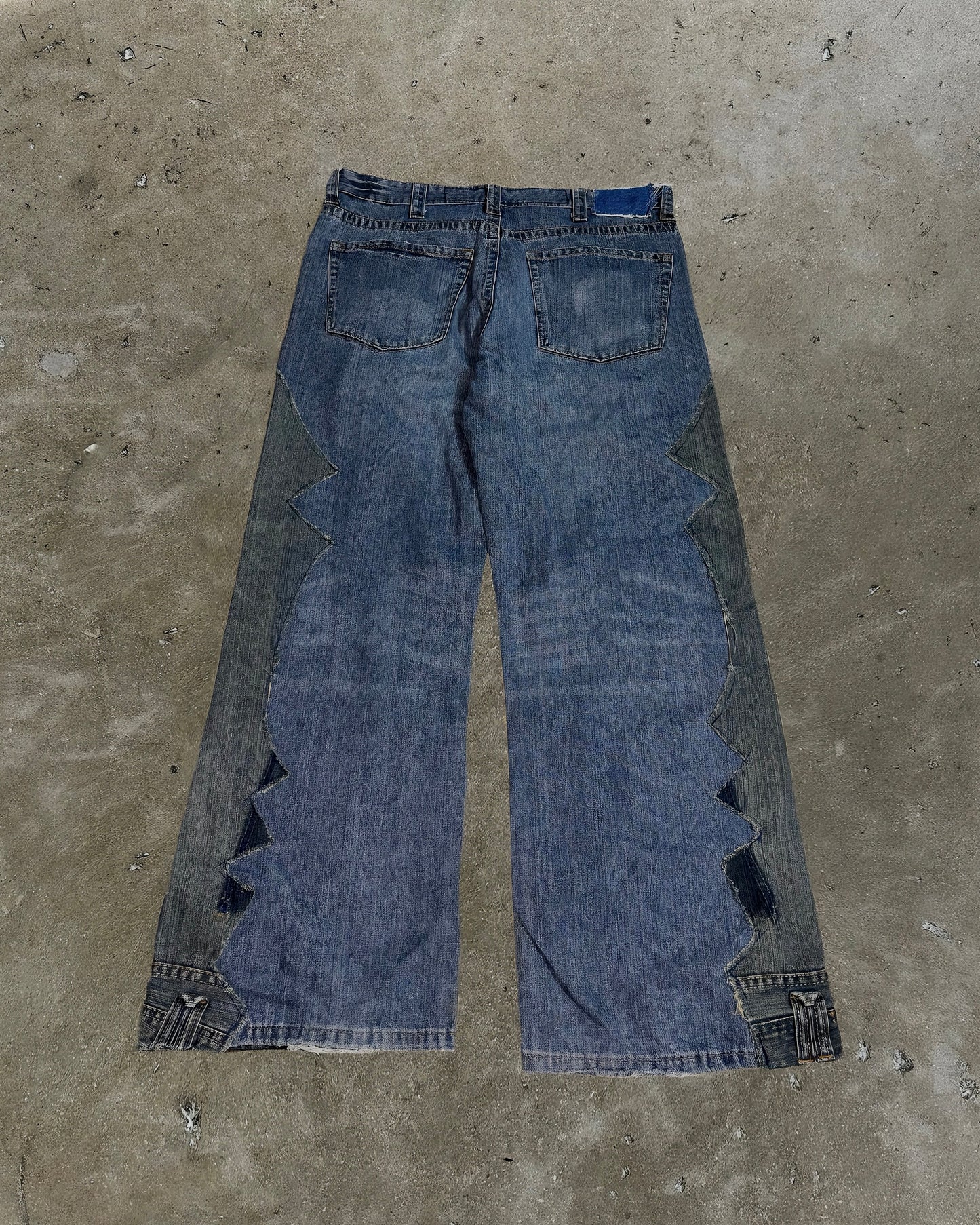 Zigzag Panel Reworked Denim Jeans #2