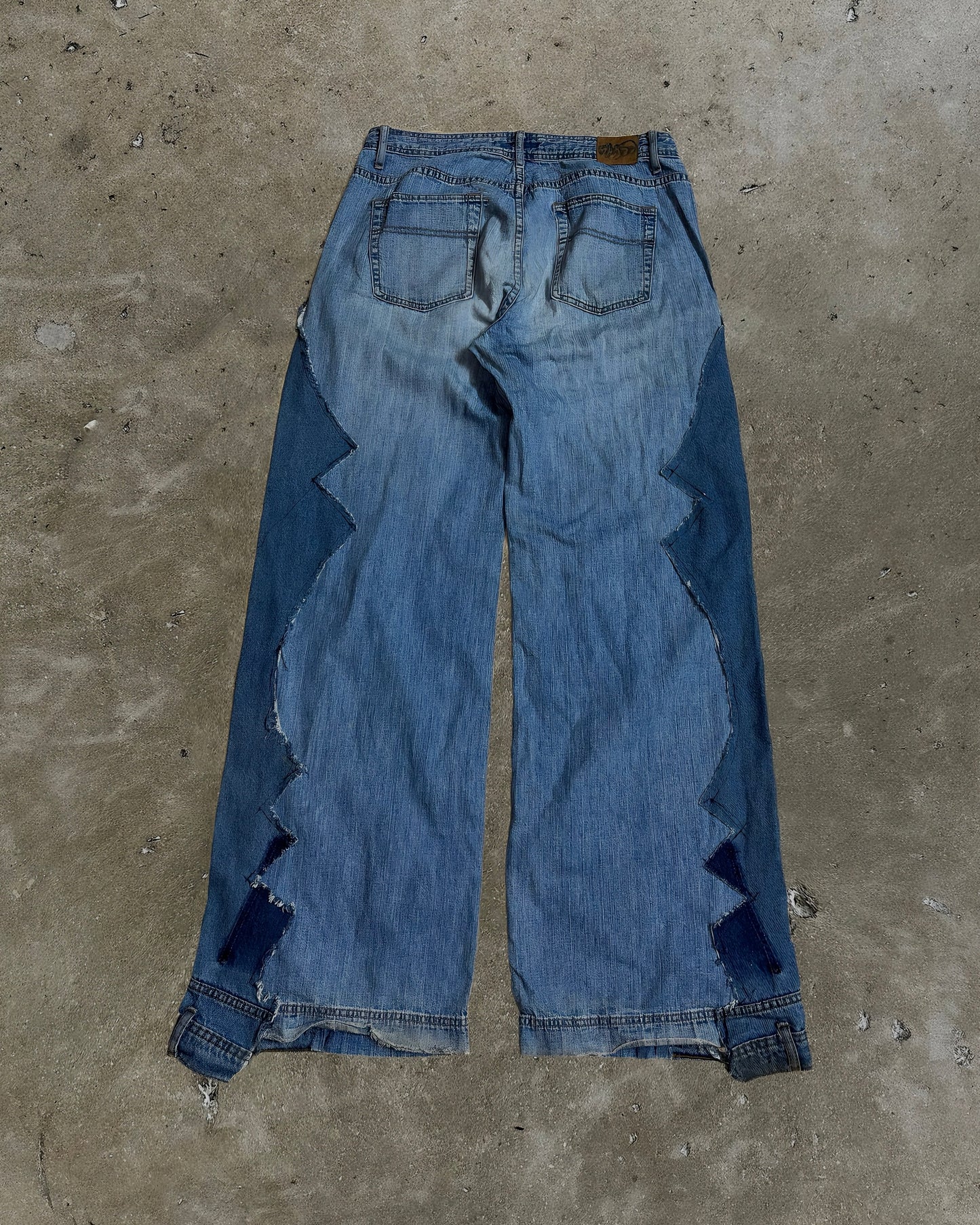 Zigzag Panel Reworked Denim Jeans #1