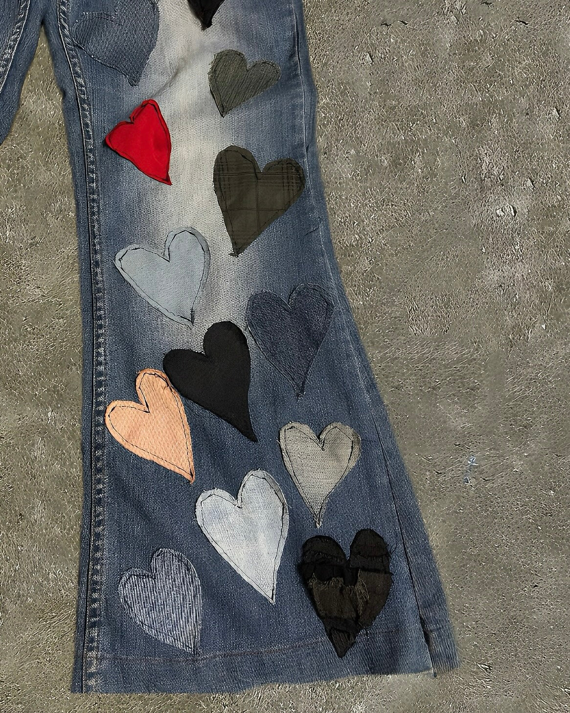 Multi-Heart Patchwork Jeans