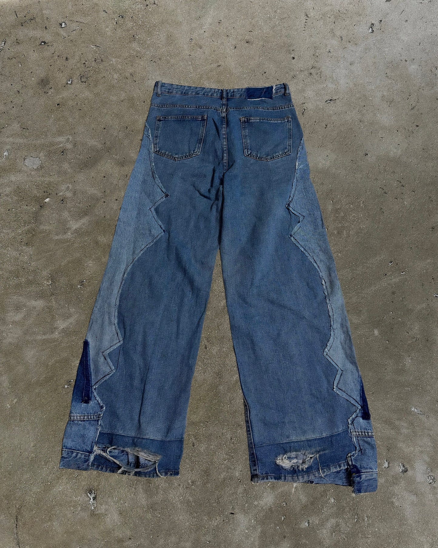 Zigzag Panel Reworked Denim Jeans #3