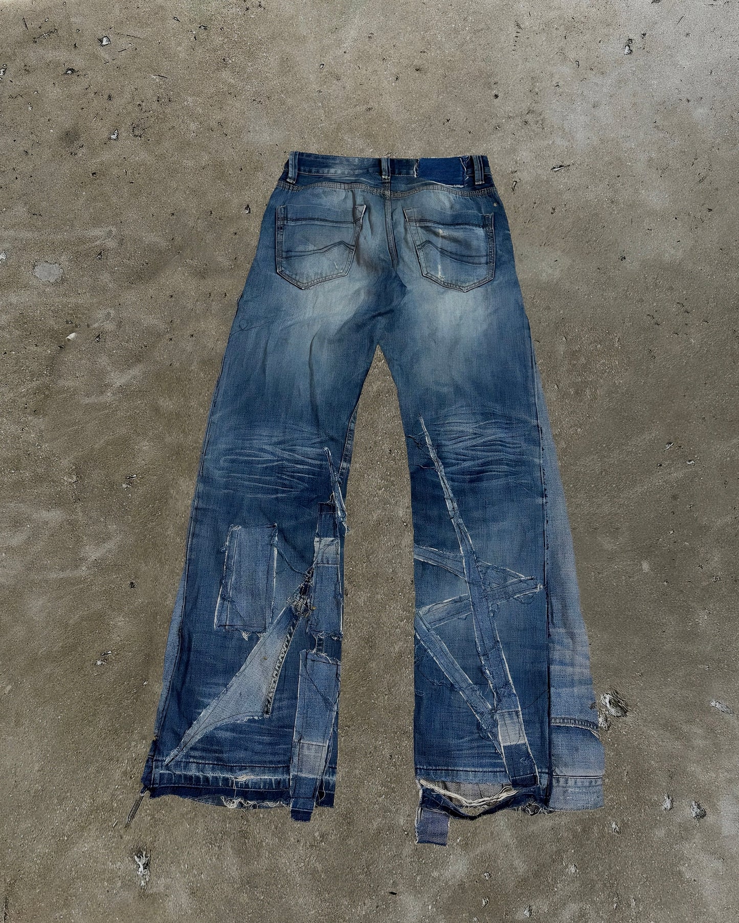 Patchwork Utility Reworked Denim Jeans