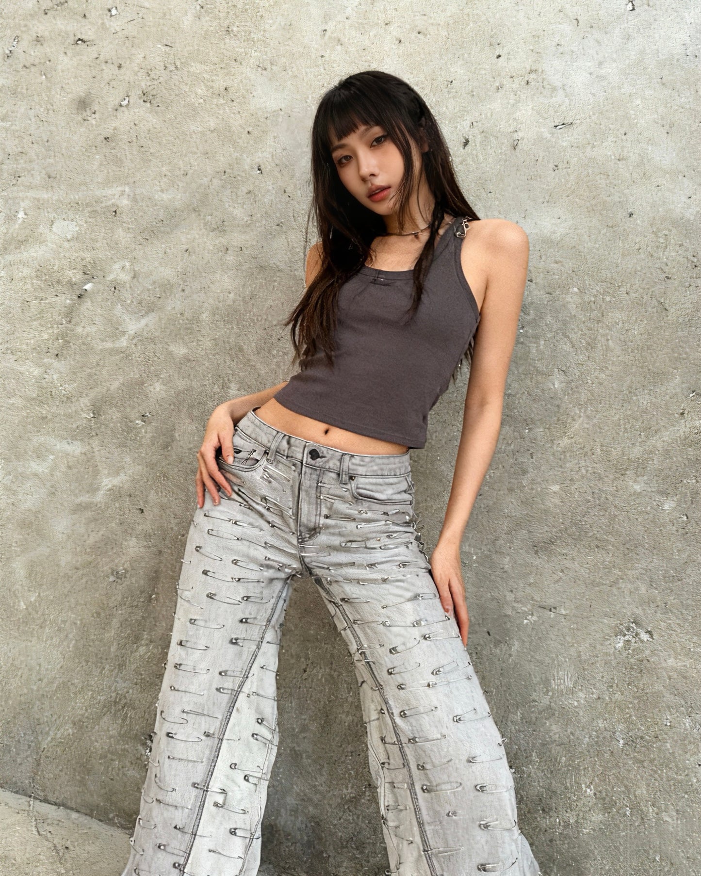 Safety Pin Grey Jeans