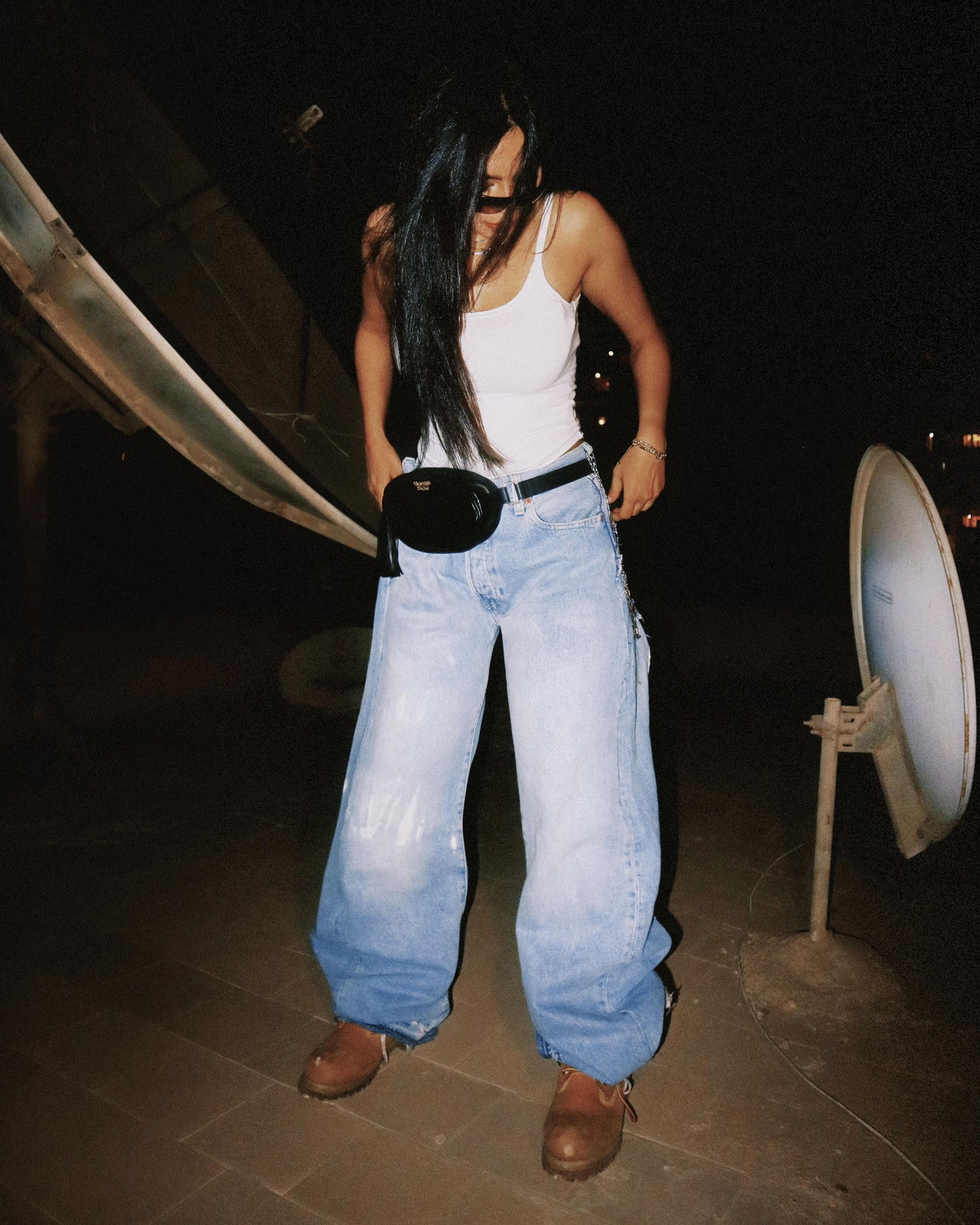 Two-Tone Stripe Back Reworked Denim Jeans