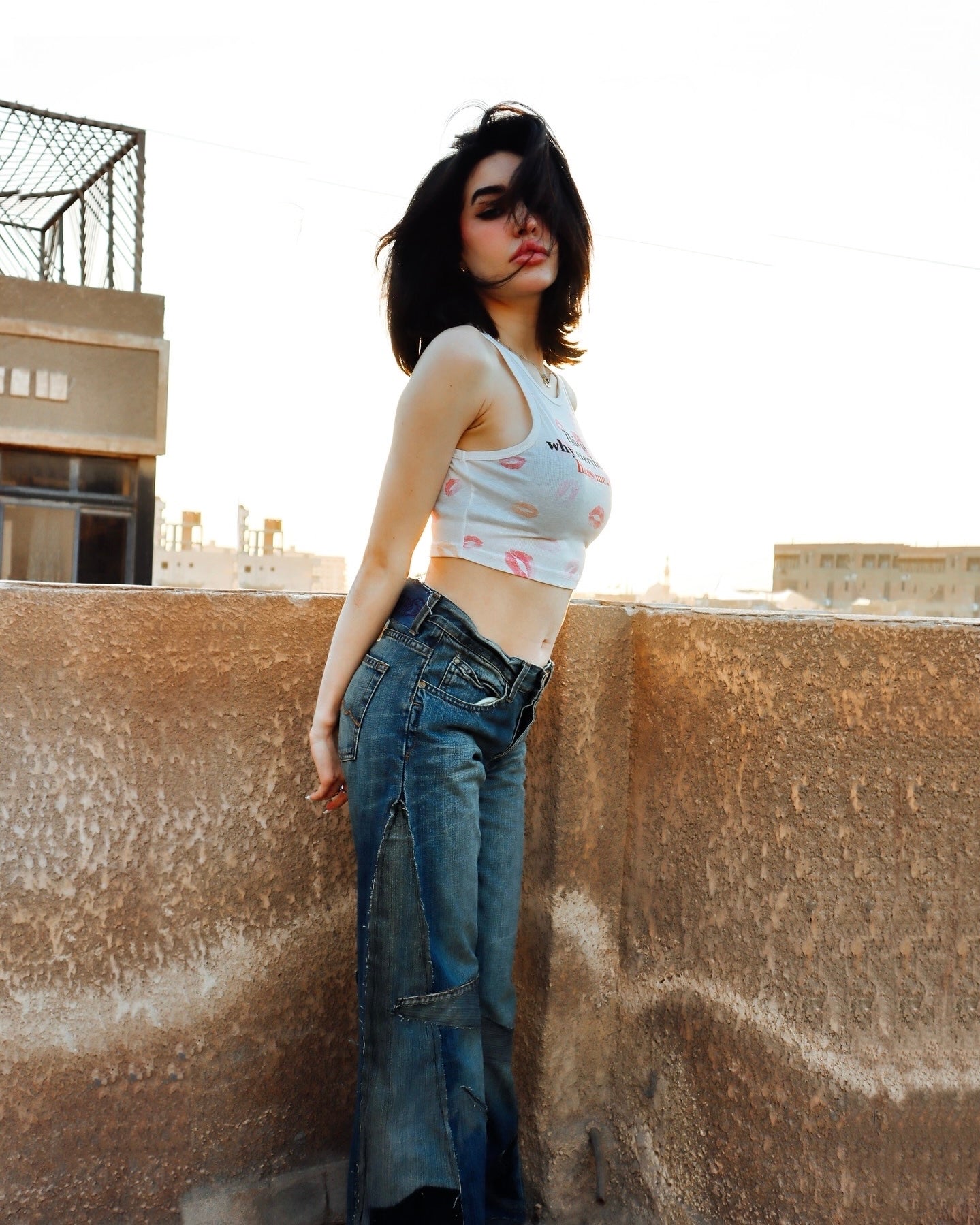 Abstract Panel Patchwork Denim Jeans
