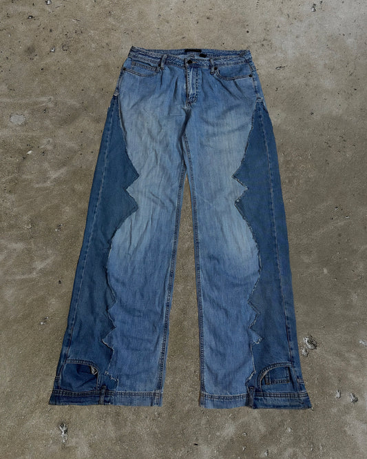 Zigzag Panel Reworked Denim Jeans #1