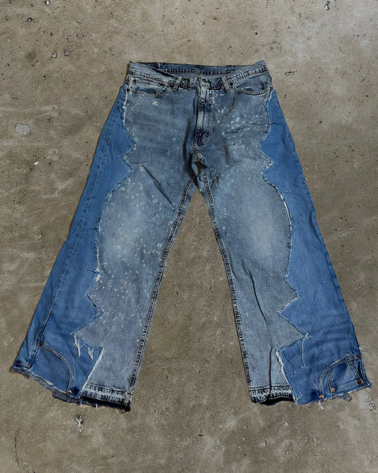 Zigzag Panel Reworked Denim Jeans #5