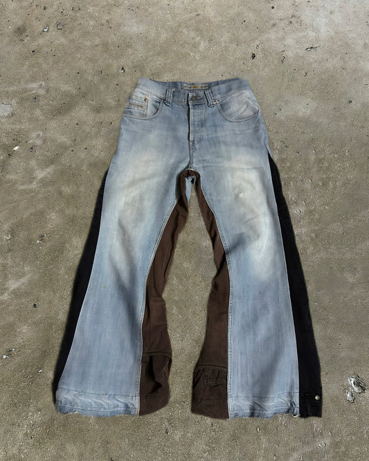 Contrast Panel Wide-Leg Jeans
