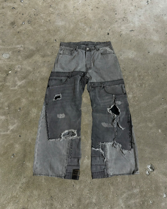 Distressed Patchwork Jeans