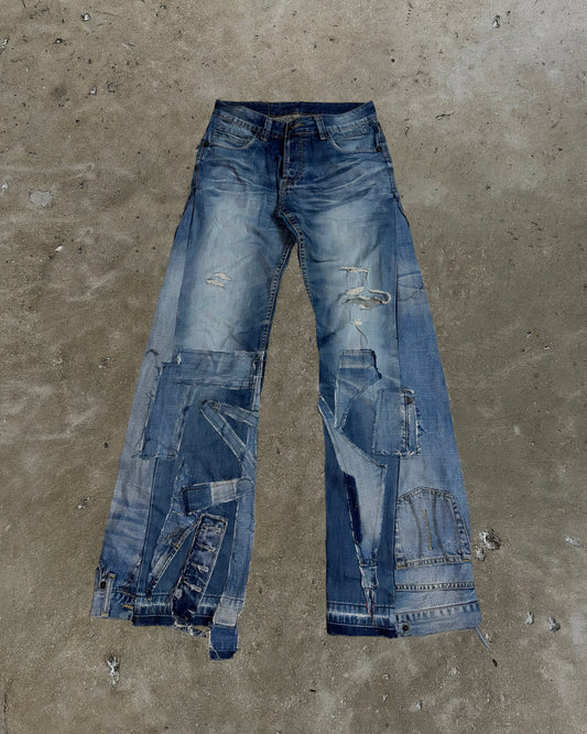 Patchwork Utility Reworked Denim Jeans