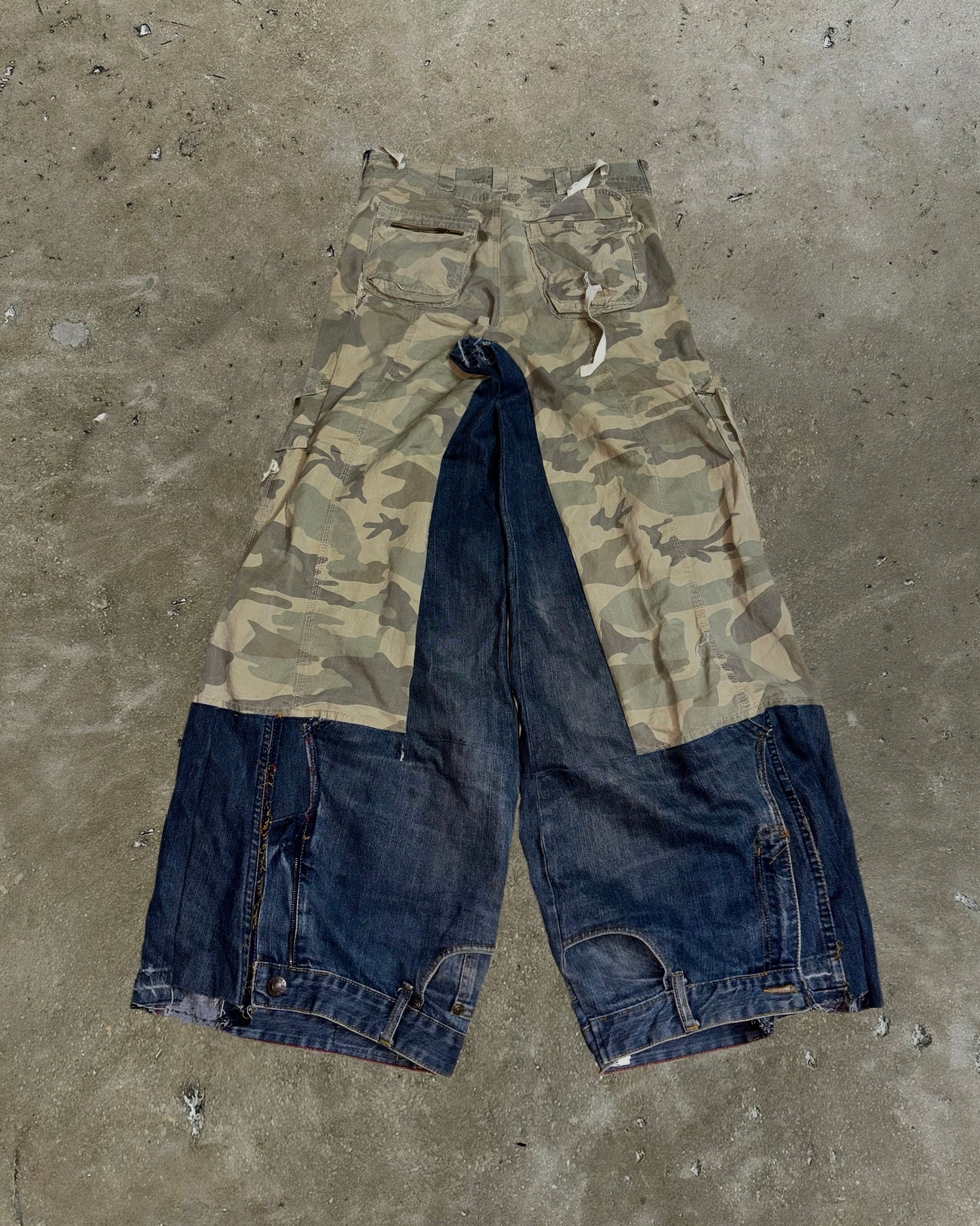 Camo Cargo Panel Reworked Denim Jeans