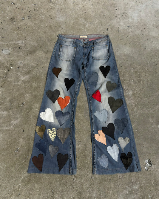 Multi-Heart Patchwork Jeans