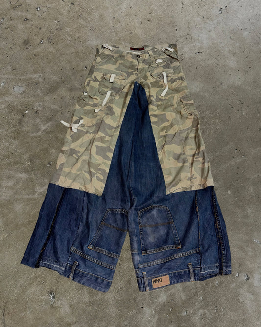 Camo Cargo Panel Reworked Denim Jeans
