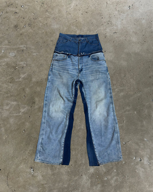 Vintage Reworked Double Waistband Jeans – Two-Tone Upcycled Denim (1-of-1)