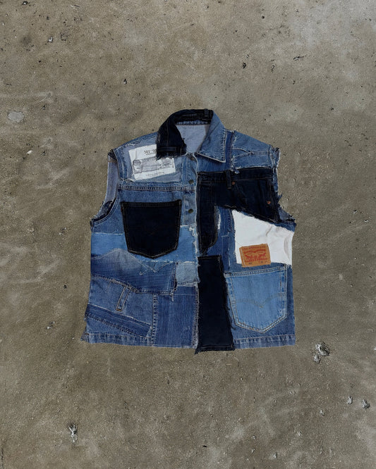 Patchwork Denim Vest