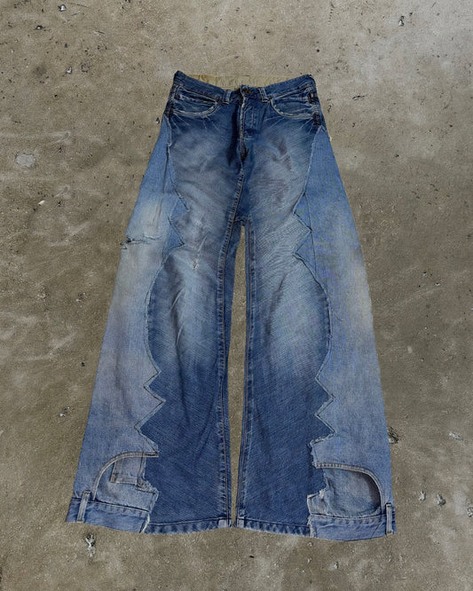 Zigzag Panel Reworked Denim Jeans #4
